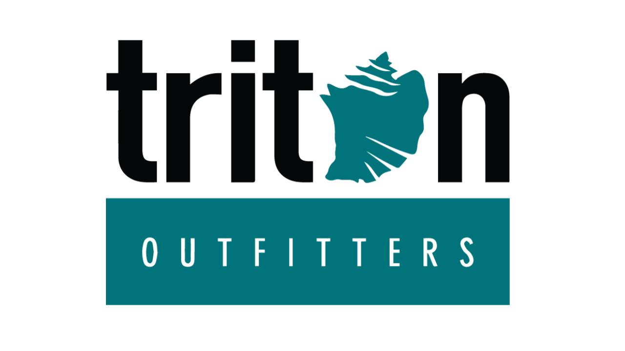 triton outfitters logo in aqua.